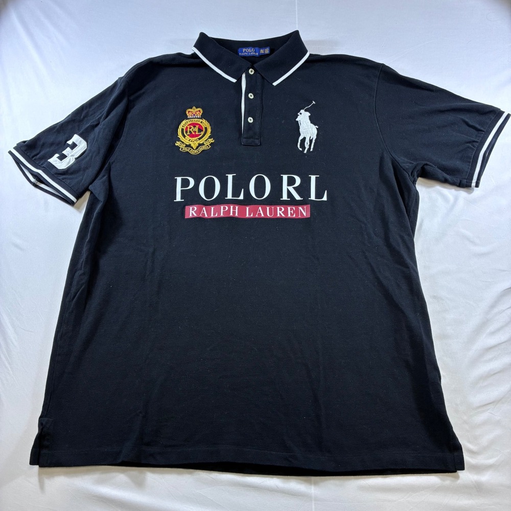 Polo Ralph Lauren Big Pony Crest Polo Shirt Black 2XLT Tall Mens Short Sleeve
